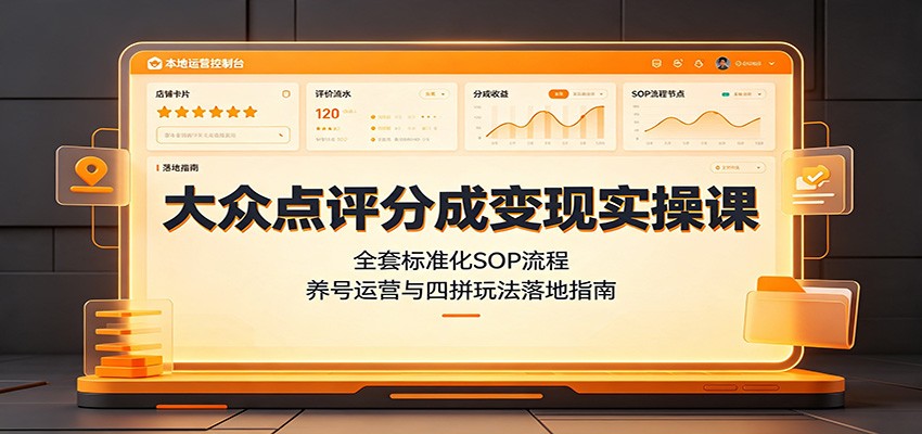 大众点评分成变现实操课：全套标准化SOP流程，养号运营与四拼玩法落地指南-智点网