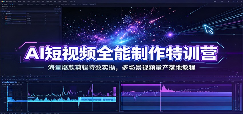 AI短视频全能制作特训营：海量爆款剪辑特效实操，多场景视频量产落地教程-智点网