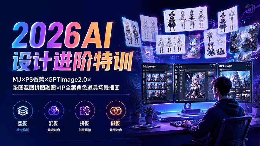 2026AI设计进阶特训：MJ×PS香蕉×GPTimage2.0×垫图混图拼图融图×IP全案角色道具场景插画-智点网