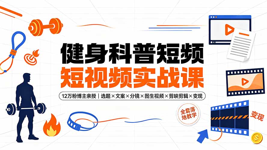 健身科普短视频实战课-12万粉博主亲授｜选题×文案×分镜×图生视频×剪映剪辑×变现，全套落地教学-智点网