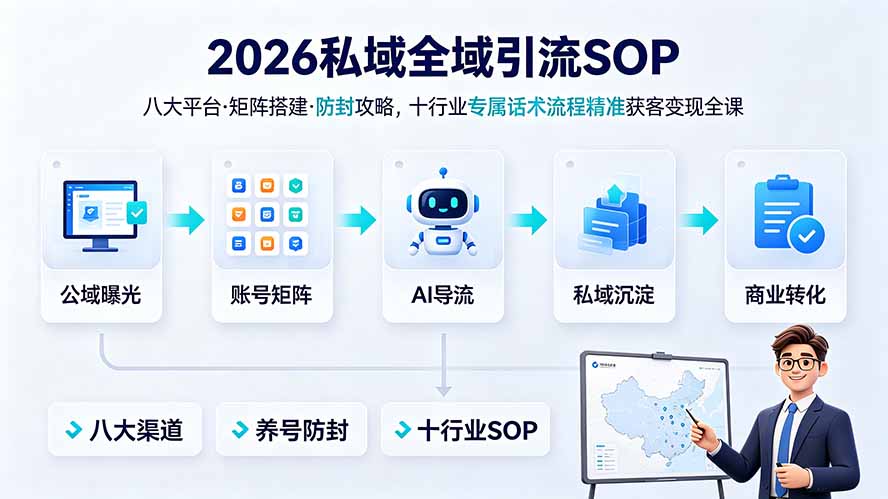 2026私域全域引流SOP｜八大平台·矩阵搭建·防封攻略，十行业专属话术流程精准获客变现全课-智点网
