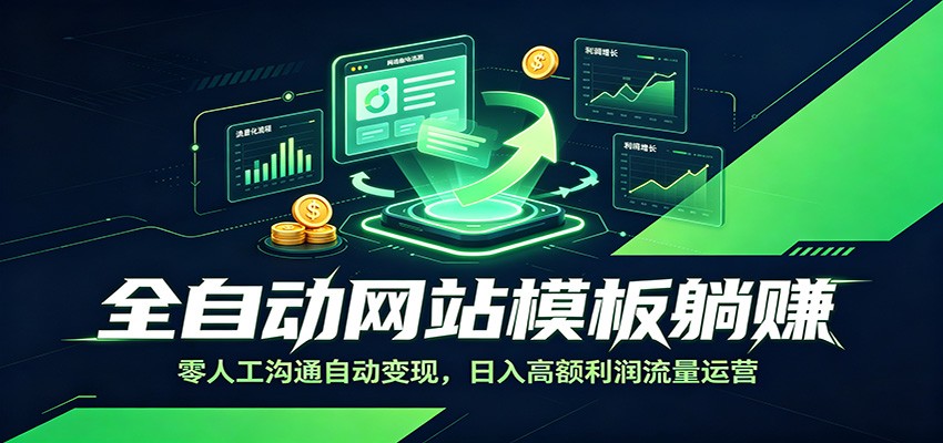 全自动网站模板躺赚：零人工沟通自动变现，日入高额利润流量运营-智点网