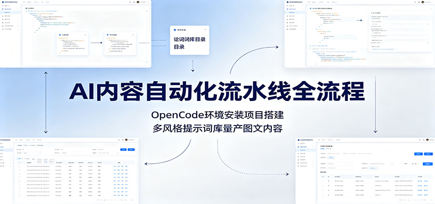 AI内容自动化流水线全流程：OpenCode环境安装项目搭建，多风格提示词库量产图文内容-智点网