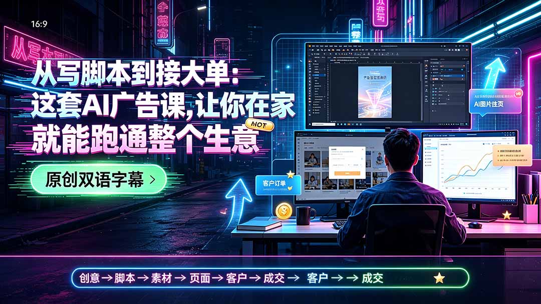 从写脚本到接大单：这套AI广告课，让你在家就能跑通整个生意【原创双语字幕】-智点网