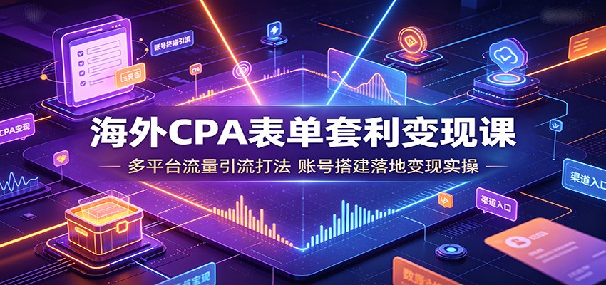 海外CPA表单套利变现课：多平台流量引流打法，账号搭建落地变现实操-智点网