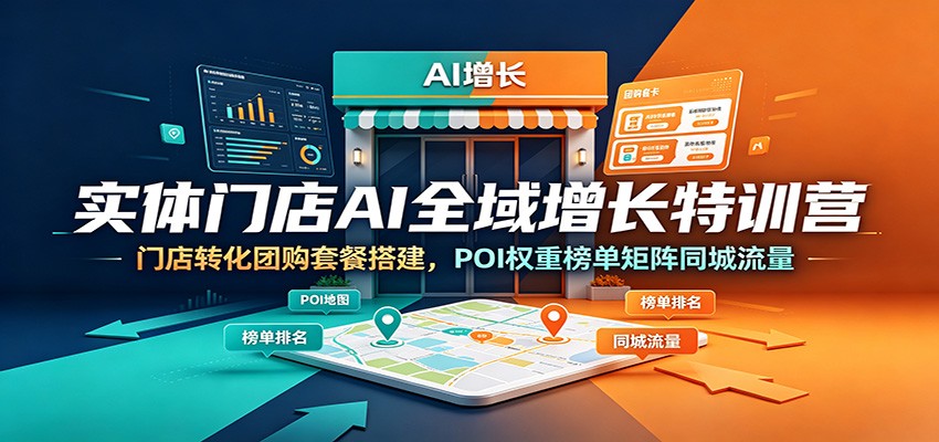 实体门店AI全域增长特训营：门店转化团购套餐搭建，POI权重榜单矩阵同城流量-智点网