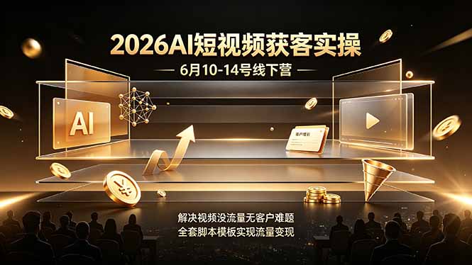 2026AI短视频获客实操6月10-14号线下营，解决视频没流量无客户难题，全套脚本模板实现流量变现-智点网