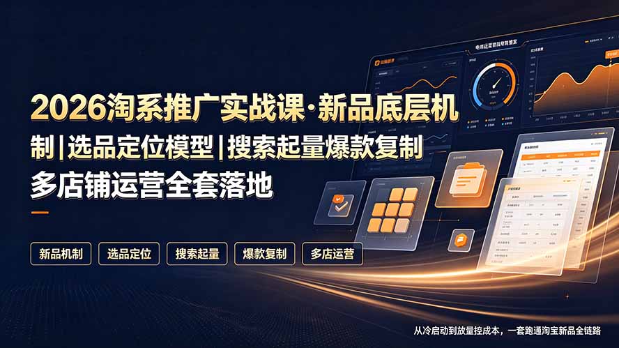 2026淘系推广实战课·新品底层机制｜选品定位模型｜搜索起量爆款复制多店铺运营全套落地教程-智点网