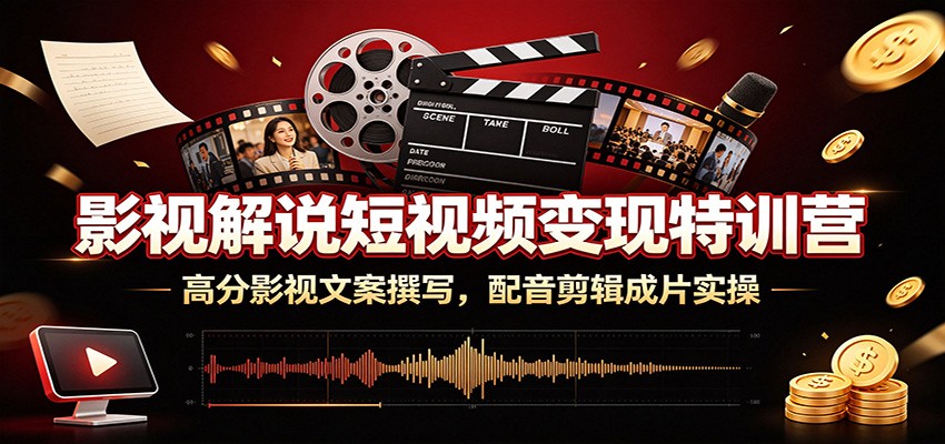 影视解说短视频变现特训营：高分影视文案撰写，配音剪辑成片实操-智点网