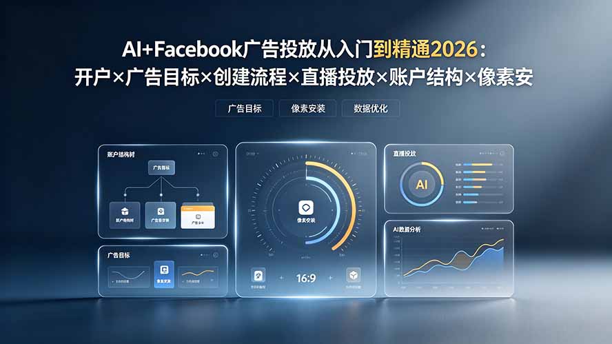 AI+Facebook广告投放从入门到精通2026：开户×广告目标×创建流程×直播投放×账户结构×像素安装×AI赋能-智点网