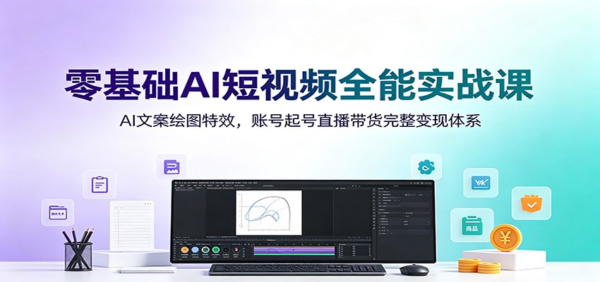 零基础AI短视频全能实战课：AI文案绘图特效，账号起号直播带货完整变现体系-智点网