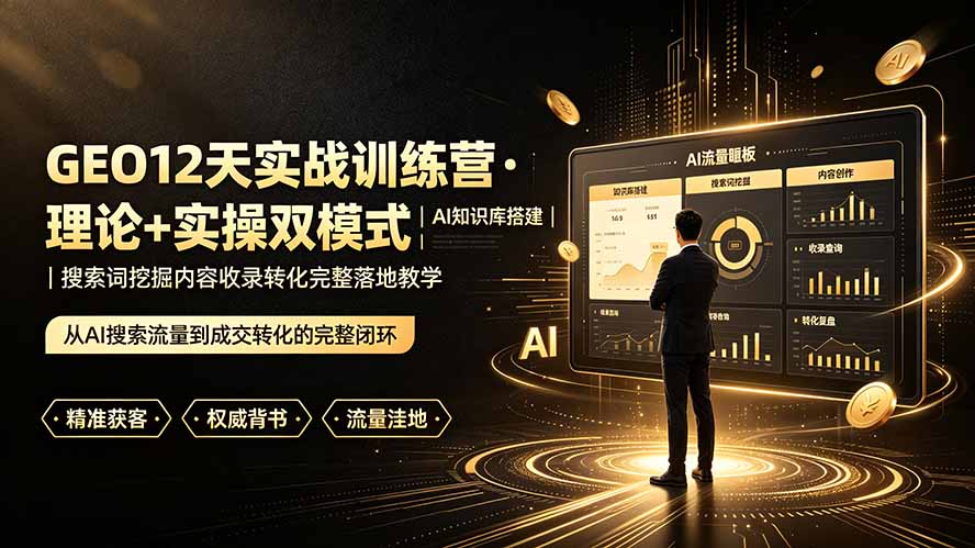 GEO12天实战训练营·理论+实操双模式｜AI知识库搭建｜搜索词挖掘内容收录转化完整落地教学-智点网