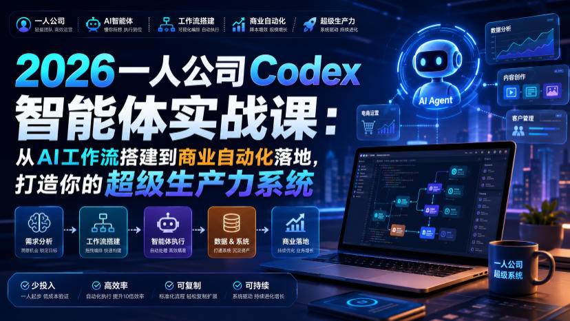 2026一人公司Codex智能体实战课：从AI工作流搭建到商业自动化落地，打造你的超级生产力系统-智点网