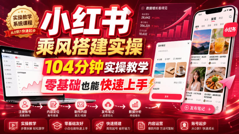 小红书乘风搭建实操，104分钟实操教学，零基础也能快速上手-智点网