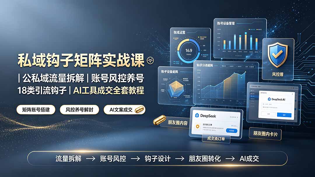 私域钩子矩阵实战课〓公私域流量拆解｜账号风控养号｜18类引流钩子｜AI工具成交全套教程-智点网