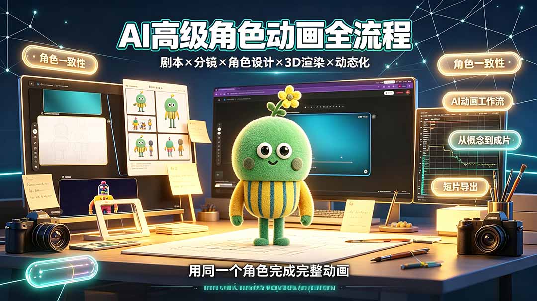 AI高级角色动画全流程：剧本×分镜×角色设计×3D渲染×动态化，从概念到成片一站式教学-智点网