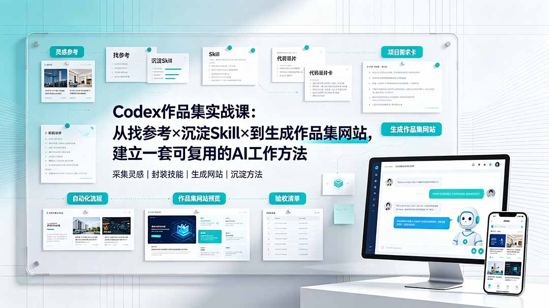 Codex作品集实战课：从找参考×沉淀Skill×到生成作品集网站，建立一套可复用的AI工作方法-智点网