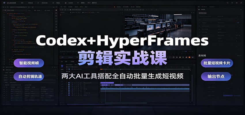 Codex+HyperFrames剪辑实战课：两大AI工具搭配全自动批量生成短视频-智点网