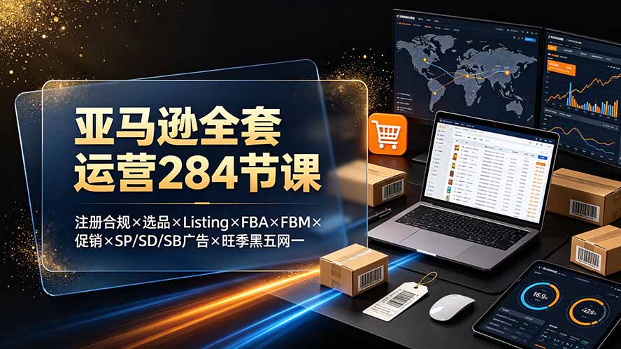 亚马逊全套运营284节课：注册合规×选品×Listing×FBA×FBM×促销×SP/SD/SB广告×旺季黑五网一-智点网