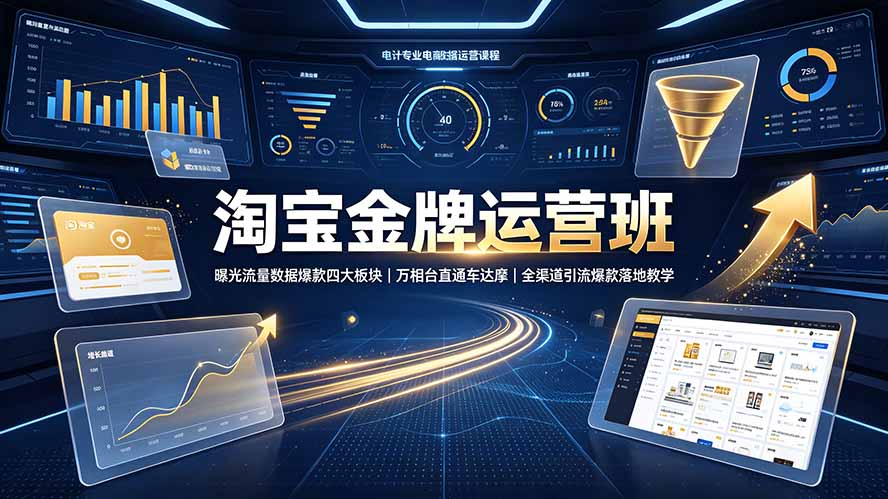 淘宝金牌运营班-7月：曝光流量数据爆款四大板块｜万相台直通车达摩｜全渠道引流爆款落地教学-智点网