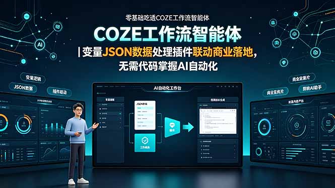 零基础吃透COZE工作流智能体｜变量JSON数据处理插件联动商业落地，无需代码掌握AI自动化-智点网