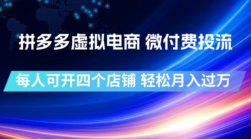 拼多多虚拟电商，微付费投流玩法，每人可开四个店，轻松月入过1W【揭秘】-智点网