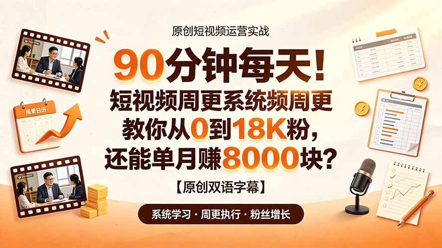 90 分钟每天！短视频周更系统教你从 0 到 18K 粉，还能单月赚 8000 块？【原创双语字幕】-智点网