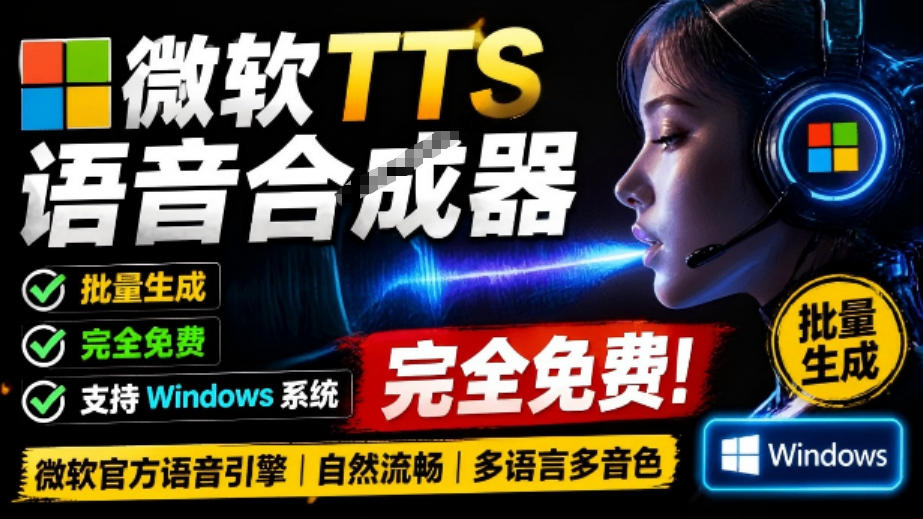 微软TTS免费语音配音生成器，完全免费，支持多语音、多音色选择，Windows系统专用TTS语音合成器-智点网
