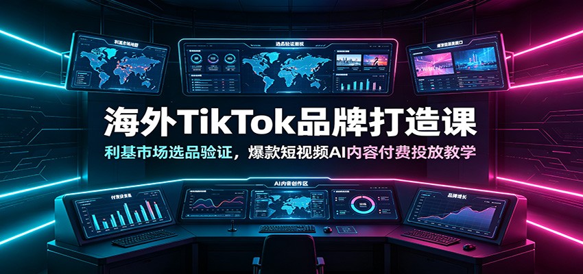 海外TikTok品牌打造课：利基市场选品验证，爆款短视频AI内容付费投放教学-智点网