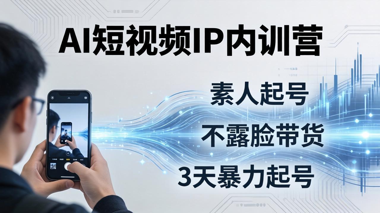 2026AI短视频IP内训营-更新：从素人起号到不露脸带货，3天暴力起号全流程拆解-智点网