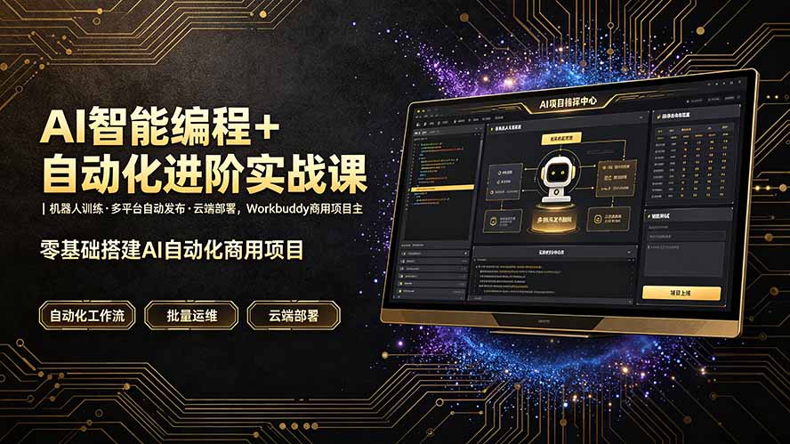 AI智能编程+自动化进阶实战课｜机器人训练·多平台自动发布·云端部署，Workbuddy商用项目全流程教学-智点网