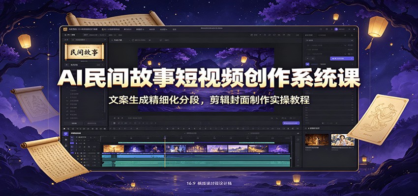 AI民间故事短视频创作系统课：文案生成精细化分段，剪辑封面制作实操教程-智点网