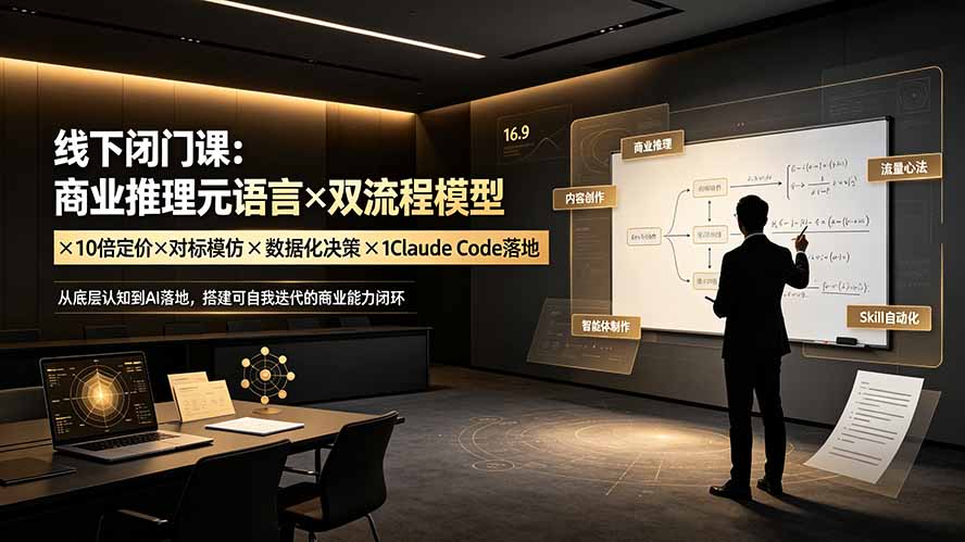 线下闭门课：商业推理元语言×双流程模型×10倍定价×对标模仿×数据化决策×Claude Code落地，击穿认知盲区-智点网