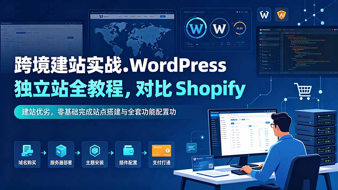 跨境建站实战：WordPress 独立站全教程，对比 Shopify 建站优劣，零基础完成站点搭建与全套功能配置-智点网
