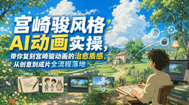 宫崎骏风格AI动画实操，带你复刻宫崎骏动画的治愈质感，从创意到成片全流程落地-智点网