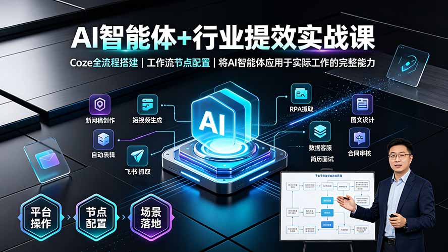 AI智能体+行业提效实战课·Coze全流程搭建｜工作流节点配置｜将AI智能体应用于实际工作的完整能力-智点网