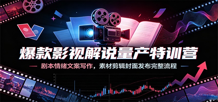 爆款影视解说量产特训营：剧本情绪文案写作，素材剪辑封面发布完整流程-智点网