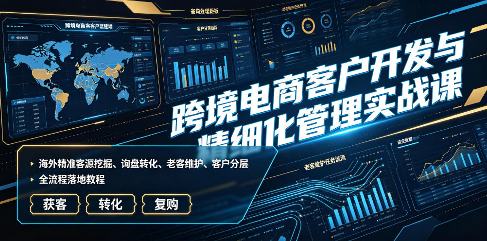 跨境电商客户开发与精细化管理实战课｜海外精准客源挖掘、询盘转化、老客维护、客户分层全流程落地教程-智点网