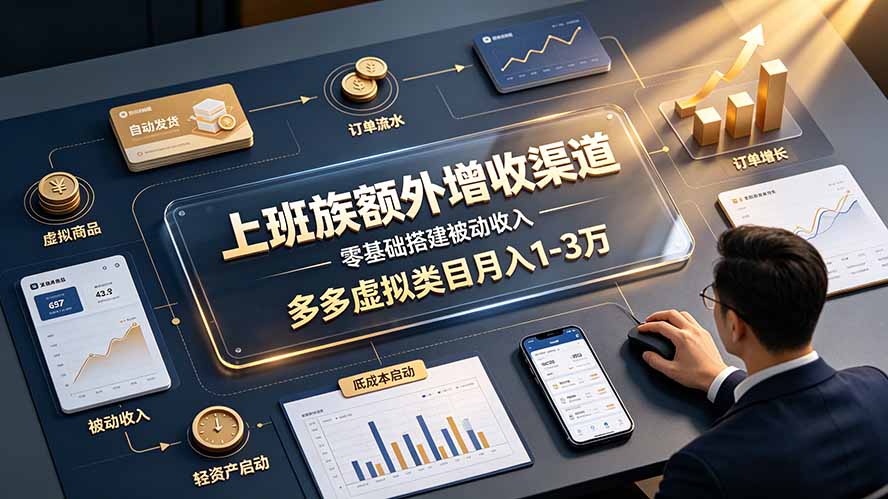 上班族额外增收渠道，零基础搭建被动收入，多多虚拟类目月入 1-3 万-智点网