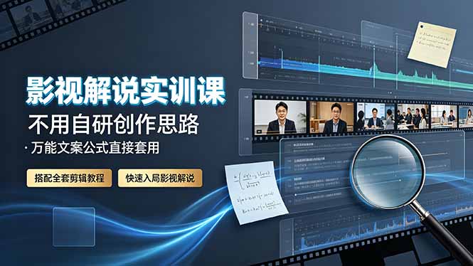 影视解说实训课：不用自研创作思路，万能文案公式直接套用，搭配全套剪辑教程，快速入局影视解说-智点网