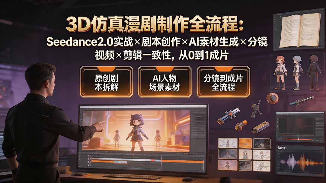 3D仿真漫剧制作全流程：Seedance2.0实战×剧本创作×AI素材生成×分镜视频×剪辑一致性，从0到1成片-智点网