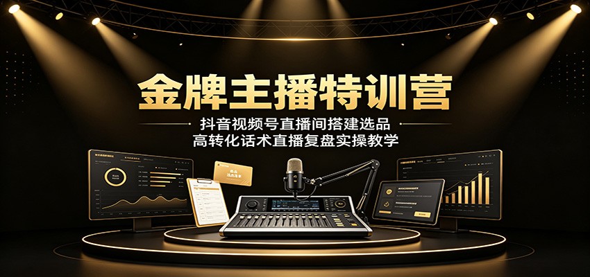 金牌主播特训营：抖音视频号直播间搭建选品，高转化话术直播复盘实操教学-智点网