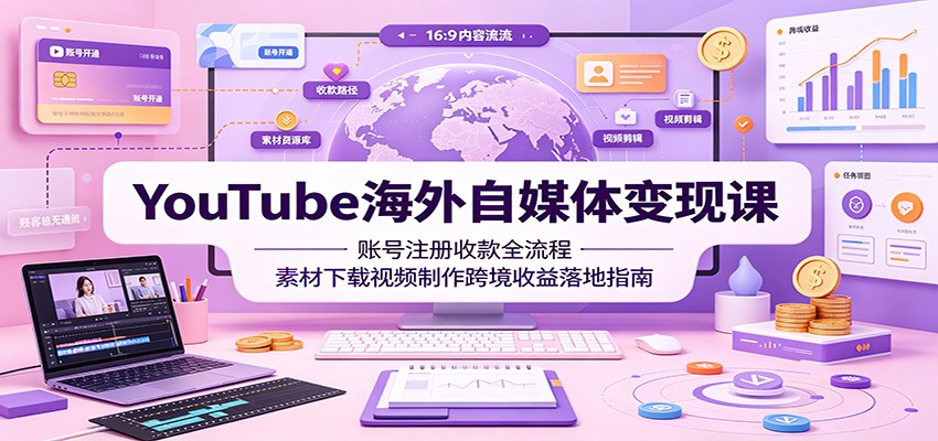 YouTube海外自媒体变现课：账号注册收款全流程，素材下载视频制作跨境收益落地指南-智点网