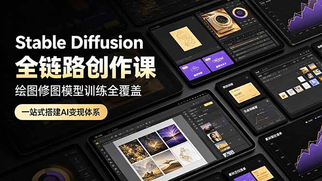 Stable Diffusion全链路创作课，绘图修图模型训练全覆盖，一站式搭建AI变现体系-智点网