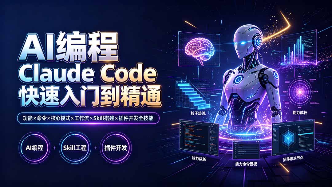 AI编程 Claude Code快速入门到精通：功能×命令×核心模式×工作流×Skill搭建×插件开发全技能-智点网