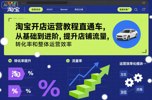 淘宝开店运营教程直通车，从基础到进阶，提升店铺流量，转化率和整体运营效率(更新26年07月11日)-智点网