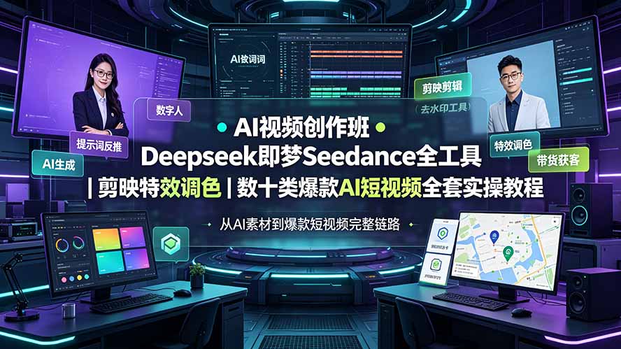 AI视频创作班◆Deepseek即梦Seedance全工具｜剪映特效调色｜数十类爆款AI短视频全套实操教程-智点网