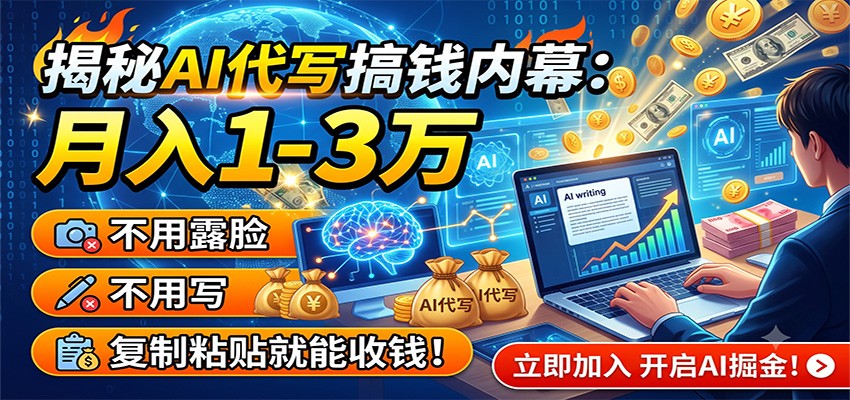揭秘AI代写搞钱内幕：月入1-3万，不用露脸不用写，复制粘贴就能收钱！-智点网