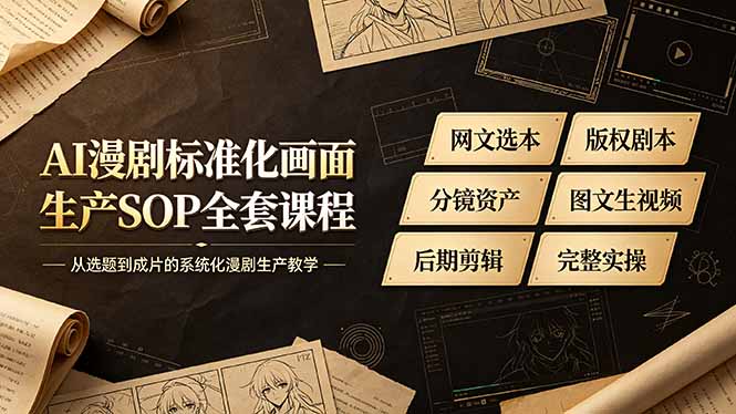 AI漫剧标准化画面生产SOP全套课程，网文选本版权剧本分镜资产全覆盖，图文生视频后期剪辑完整实操教学-智点网