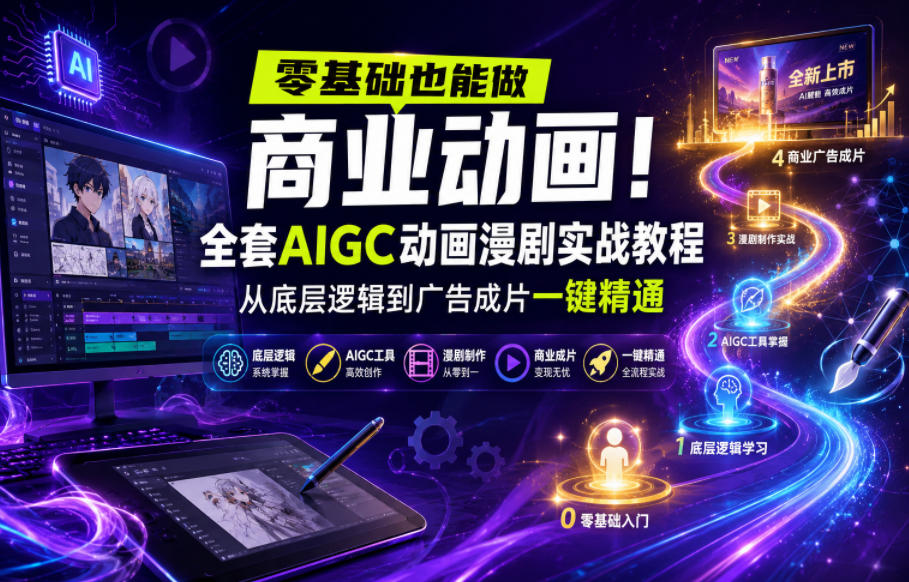 零基础也能做商业动画！全套AIGC动画漫剧实战教程，从底层逻辑到广告成片一键精通(更新0715)-智点网